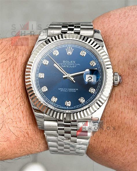 rolex datejust 41mm jubilee blue diamond dial 126334|datejust 41 blue motif.